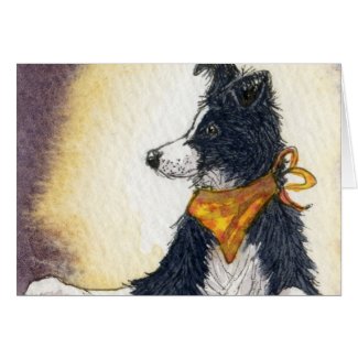 Cool cowboy collie carefully keeps an eye... greeting cards