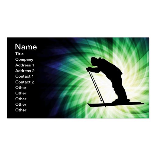 Cool Cross Country Snow Ski Business Card Templates (front side)