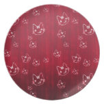 Cool  cute abstract kitty cherry red  nplate