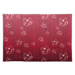 Cool  cute abstract kitty cherry red placemat
