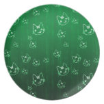 Cool  cute abstract kitty green  plate