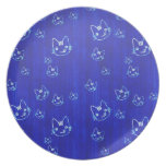 Cool cute abstract kitty indigo blue nplate