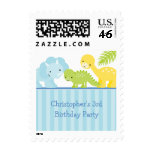 Cool cute boy's dinosaur birthday party stamps