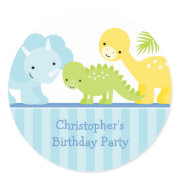 Cool cute boy's dinosaur birthday party stickers sticker