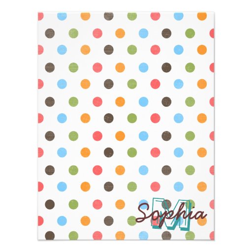 Cool cute colourful trendy monogram polka dots custom invite