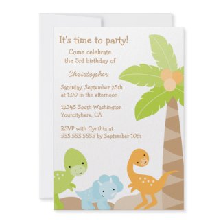 Dinosaur Birthday Party Invitations on Cool Cute Dinosaur Boy S Birthday Party Invitation Invitation
