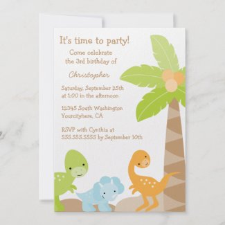Dinosaur Birthday Party Invitations on Cool Cute Dinosaur Boy S Birthday Party Invitation Invitation