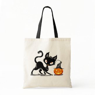 COOL CUTE FUN PUMPKIN & CAT HALLOWEEN TOTE BAGS