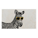 Cool cute funny zebra sketch with trendy glasses business cards