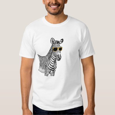 Cool cute funny zebra sketch with  trendy glasses tee shirt