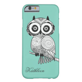 Cool Cute Hipster Vintage Groovy Owl Monogram Barely There iPhone 6 Case