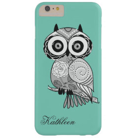 Cool Cute Hipster Vintage Groovy Owl Monogram Barely There iPhone 6 Plus Case