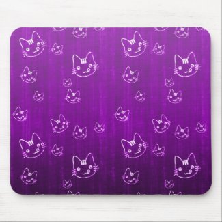 Cool cute japanese purple kitty cat neko pattern mouse pad