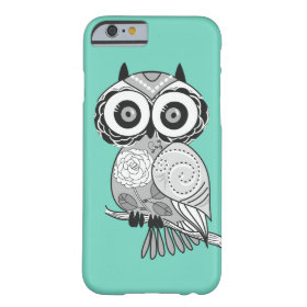 Cool Cute Unique Hipster Groovy Owl Teal Barely There iPhone 6 Case