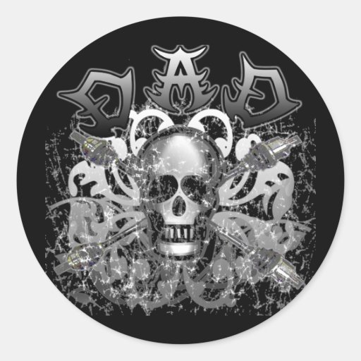 Cool DAD in Heavy Metal Style Tshirts and Gifts Round Stickers