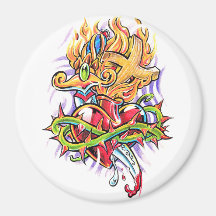 Cool Dagger Heart and Cross tattoo  magnet