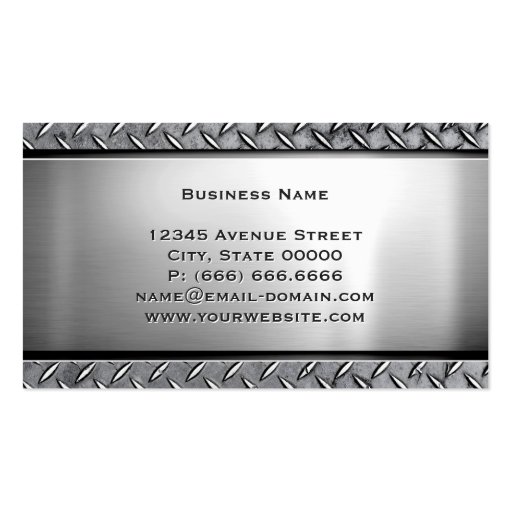 Cool Dark Stainless Steel with Diamond Metal Look Business Card Template (back side)