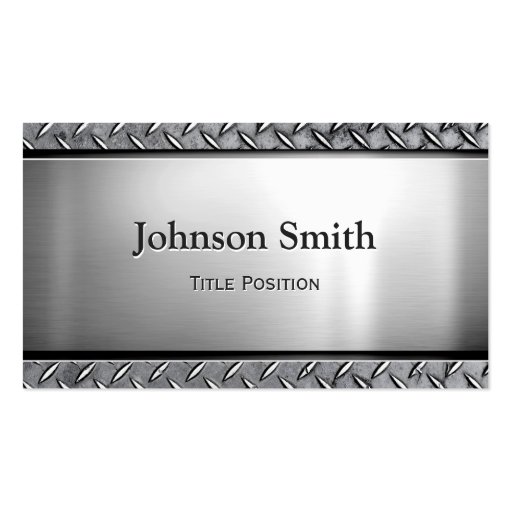 Cool Dark Stainless Steel with Diamond Metal Look Business Card Template (front side)