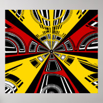 Cool dern red and yellow semicircle design posters