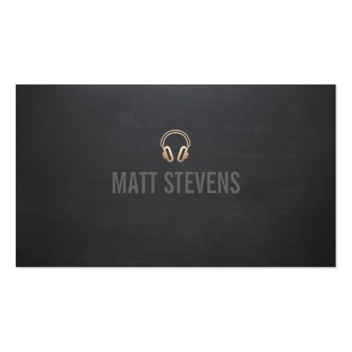 Cool DJ Gold Headset Black Music Business Card Templates (front side)