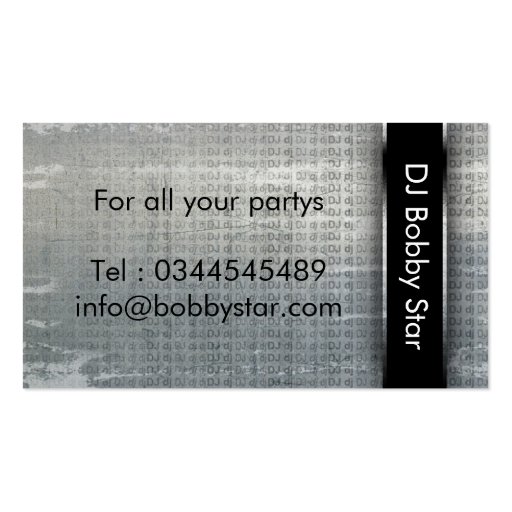 Cool dj metalic business card (back side)