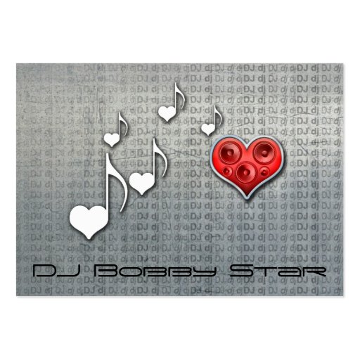 Cool dj metalic love music business card (front side)