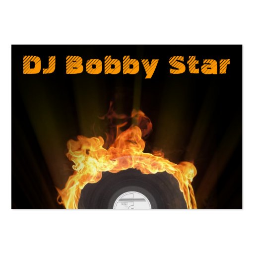 Cool dj vinyl on fire business card (front side)