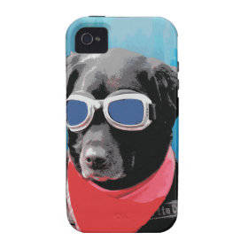 Cool Dog Black Lab Red Bandana Blue Goggles iPhone 4/4S Covers