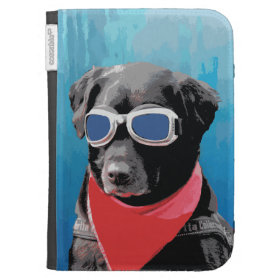 Cool Dog Black Lab Red Bandana Blue Goggles Kindle 3G Cases