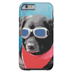 Cool Dog Black Lab Red Bandana Blue Goggles iPhone 6 Case