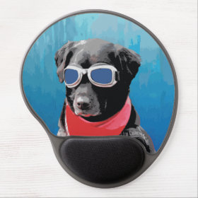 Cool Dog Black Lab Red Bandana Blue Goggles Gel Mouse Pad