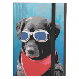 Cool Dog Black Lab Red Bandana Blue Goggles iPad Air Cases