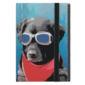 Cool Dog Black Lab Red Bandana Blue Goggles iPad Mini Covers