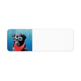 Cool Dog Black Lab Red Bandana Blue Goggles Custom Return Address Labels