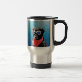 Cool Dog Black Lab Red Bandana Blue Goggles Mug