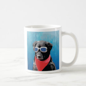 Cool Dog Black Lab Red Bandana Blue Goggles Mug