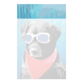 Cool Dog Black Lab Red Bandana Blue Goggles Customized Stationery
