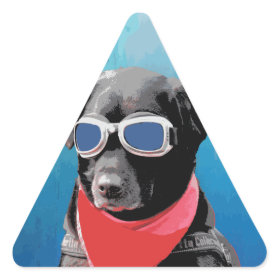 Cool Dog Black Lab Red Bandana Blue Goggles Stickers