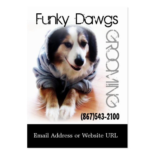 Cool Dog Grooming Aussie in Hoodie Business Card Templates (front side)