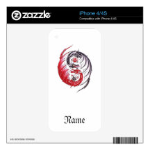 Cool Dragon Yin Yang tattoo Decal For iPhone 4