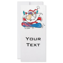 cool dude snowboarding santa claus rack card