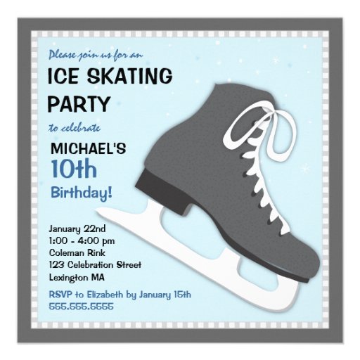 Cool Dudes Ice Skating Birthday Party Invitation