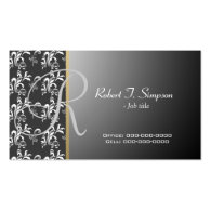 cool, elegant black damask business card business cards