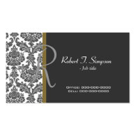 cool, elegant black damask business card business cards