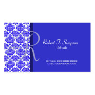 cool, elegant damask blue business card business card template