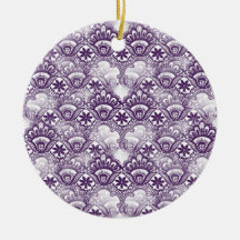 Cool Elegant Distressed Purple Lace Damask Pattern Christmas Ornaments