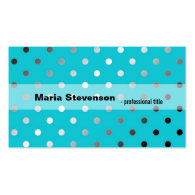 Cool,elegant shining aqua blue polka dots business card