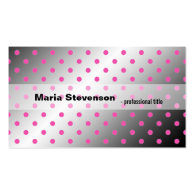 Cool, elegant shining pink and grey polka dots business card