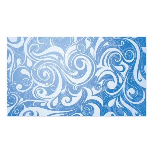 Cool Elegant Swirls Blue Business Card (back side)