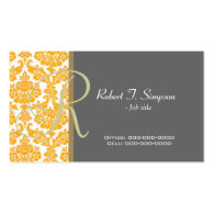 cool, elegant yellow damask business card business card template
